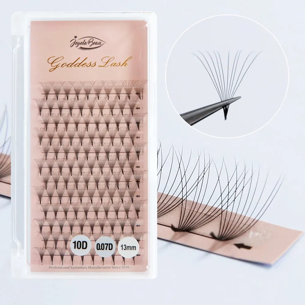 Color: Gold, Curl: C, Thickness: 0.07mm, Length: MIX - Goddess Premade Volume Fans 5D 6D 10D 12D 16D 20D MIX Individual Lashes Pre Made Russian Volume Fan Eyelash Extension Faux Mink