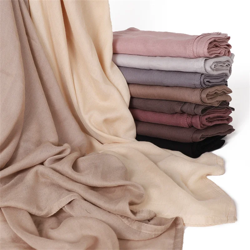 Color: Navy Blue - Ramadan Solid Color Big Size Cotton Rayon Hijab Scarf Women Muslim Headscarf Wraps Shawls Femme Musulman Headband Islamic Turban