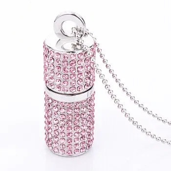 Color: Pink, Capacity: 16GB - JASTER Crystal cylindrical USB Flash Drive fashion metal diamond pen driveu disk pendrive 4GB 8GB 16GB 32GB 64GB memory stick