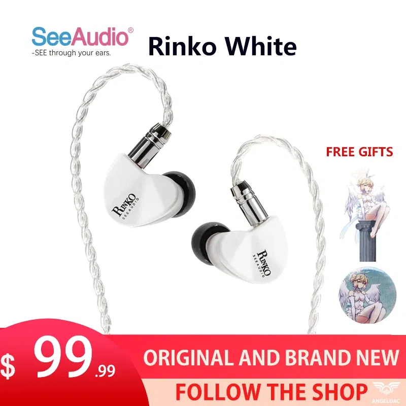 Color: Yellow - SeeAudio x Z Review White Rinko Hybrid Earphone 1DD+1Planar In-ear Monitors HiFi Wired Headphone J-POP Music Earbuds 2Pin 0.78