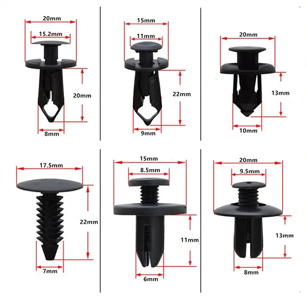 190Pcs Car Retainer Clips 6 Sizes Fasteners Automotive Plastic Clips Kit Auto Trim Panel Clip Mixed Car Body Bumper Rivet