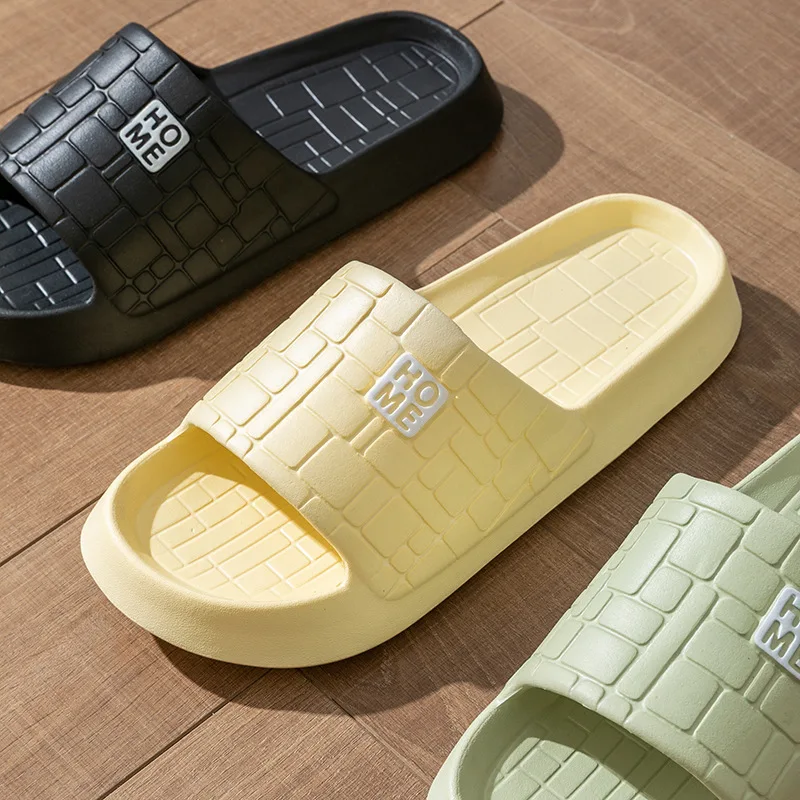 Shoe Size: 36, Color: Black - Summer Slippers Women Men Couple Home Slides Sandals EVA Thick Sole Light Weight Flip Flops Home Indoor Bothe Shower Shoes