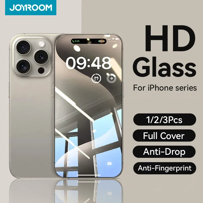 Bundle: bundle 18, Material: pet - Joyroom 1/2/3pcs Tempered Glass For iPhone 16 15 14 13 12 11 Pro Max Screen Protector For iPhone 16 Full Screen Protective Glass