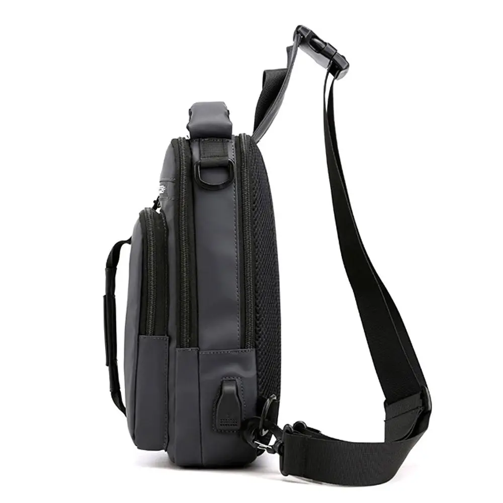 Color: Brown - Anti-theft Chest Shoulder Bag Men's Sling Crossbody Bag Messenger Backpack USB Port Bag