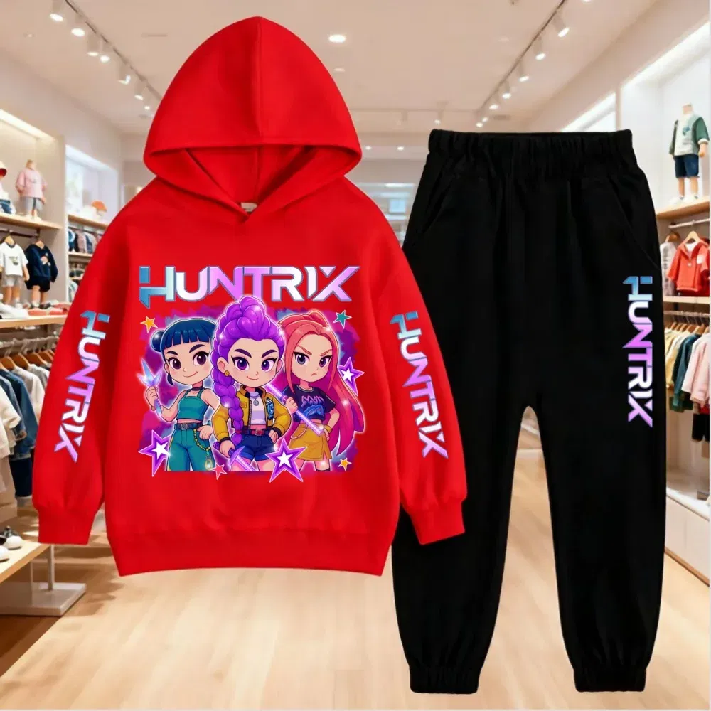 Color: Yellow, Kid Size: 16 - 2025 KPop Demon Hunters Kids Hoodie Set Boys Teen Girls Hoody Sweatshirts With Pants Tracksuit Children's Autumn Clothing 2pcs