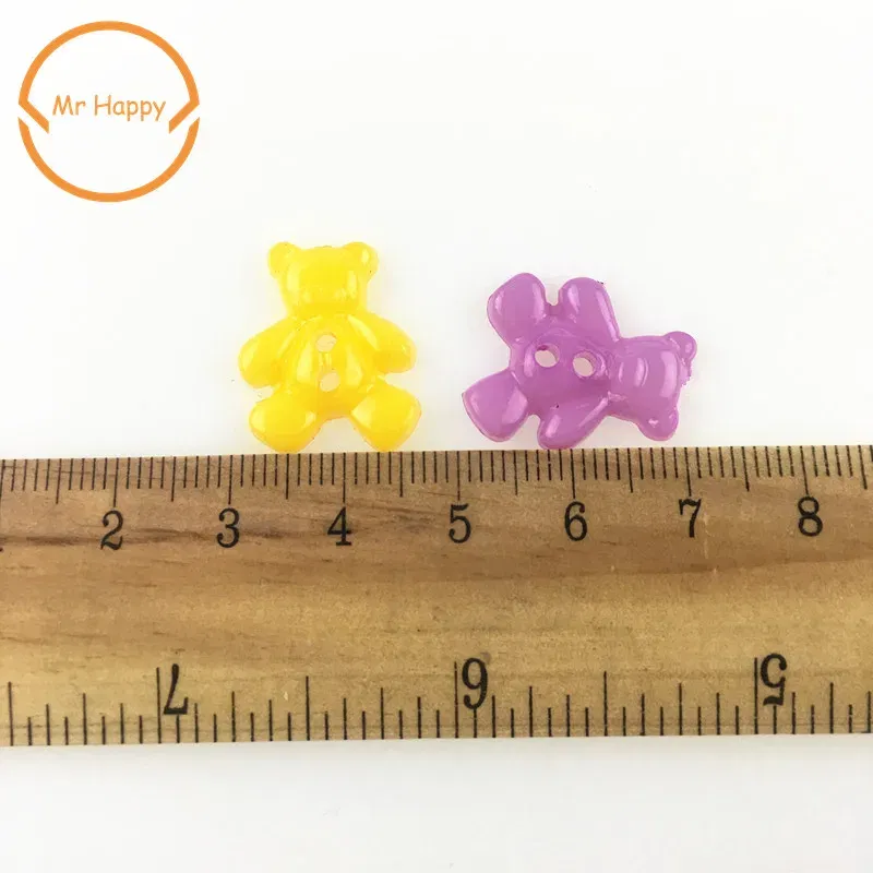50PCs Bear Shape Mixed Colors Resin Buttons  for Sewing or Scrapbooking Garment Accessories