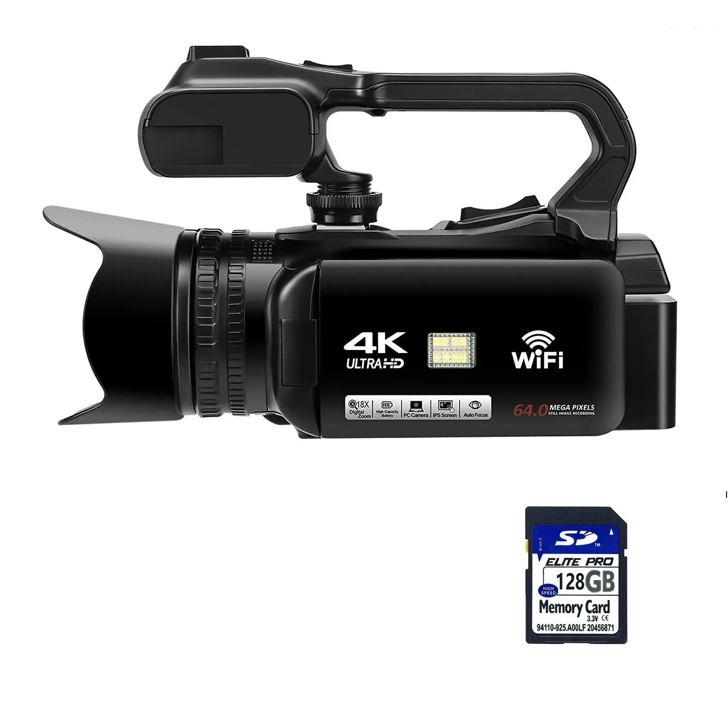 Bundle: Bundle1, Color: GRAY, Ships From: CHINA - Top 4.0"Touch Screen Digital Video Camera YouTube Camcorder 4K Ultra HD camera 64MP Streaming Camera
