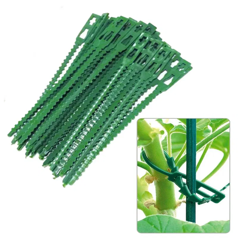 Size: L, Color: Beige - 30/50/100/200Pcs Reusable Garden Cable Ties Plant Support Shrubs Fastener Tree Locking Nylon Adjustable Plastic Cable Ties Tools