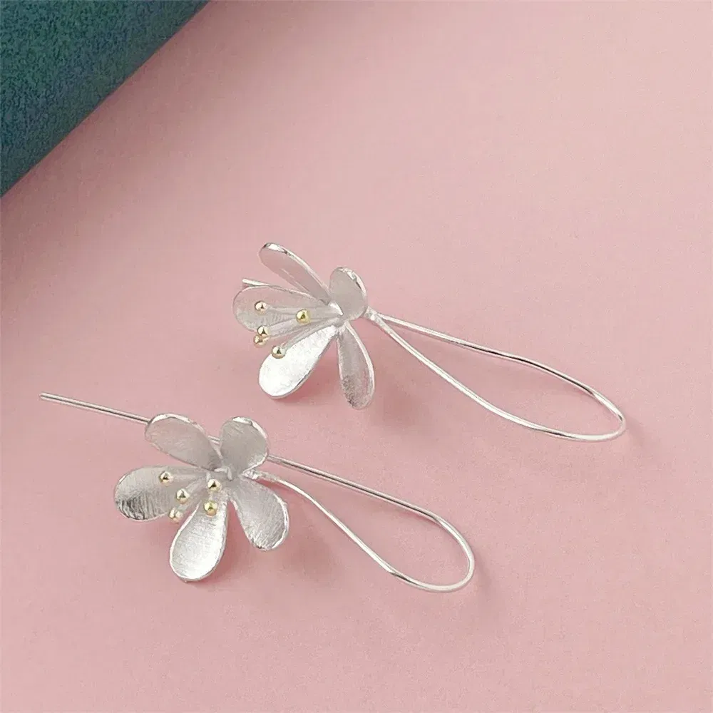 Gem Color: PURPLE - 925 Silver Heart Shape Earrings Women Exquisite Student Jewelry Accessories
