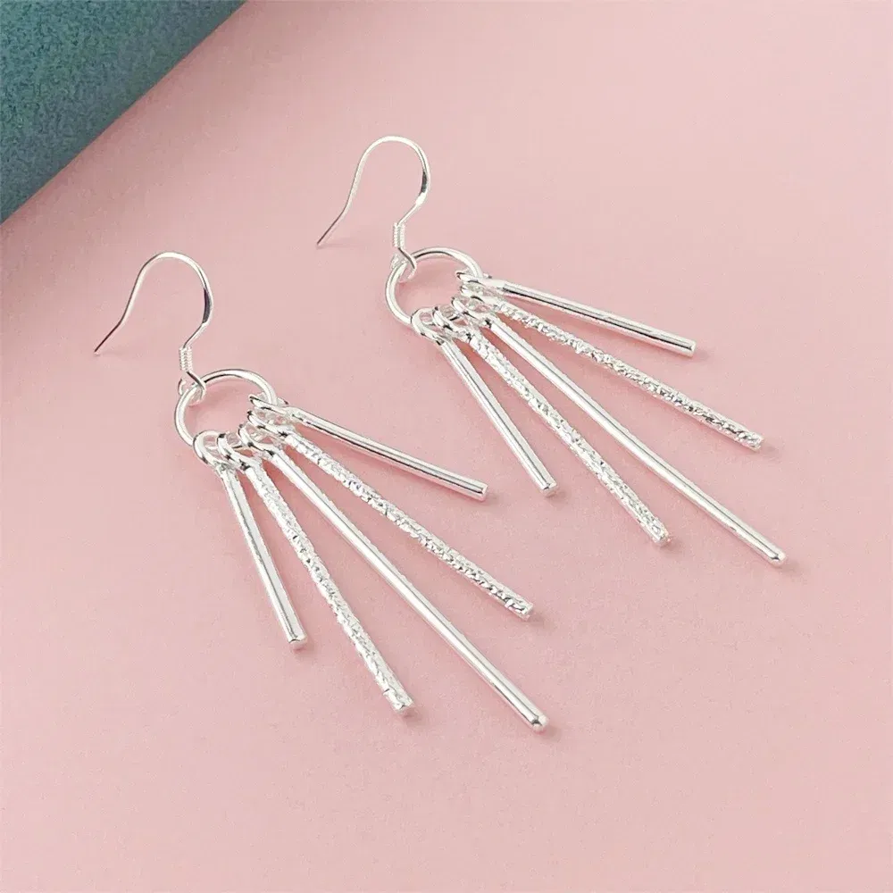 Gem Color: PURPLE - 925 Silver Heart Shape Earrings Women Exquisite Student Jewelry Accessories