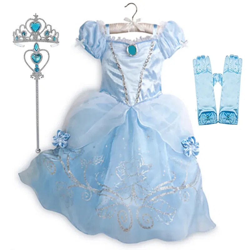Color: army green, Kid Size: 5 - Children Halloween Disguise Aurora Cinderella Disney Princess Costume Festival Dress up Kids Girls Sleeping Beauty Frock 1-12Yrs