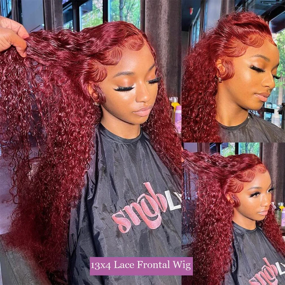 Color: FS1B/99J, Ships From: CHINA, Stretched Length: 36inches, Density: 210% - Red Curly Wigs 99J Burgundy 13X6 Hd Lace Frontal Human Hair Wig Colored Deep Wave Frontal Wig 13X4 Red Lace Front Human Hair Wig