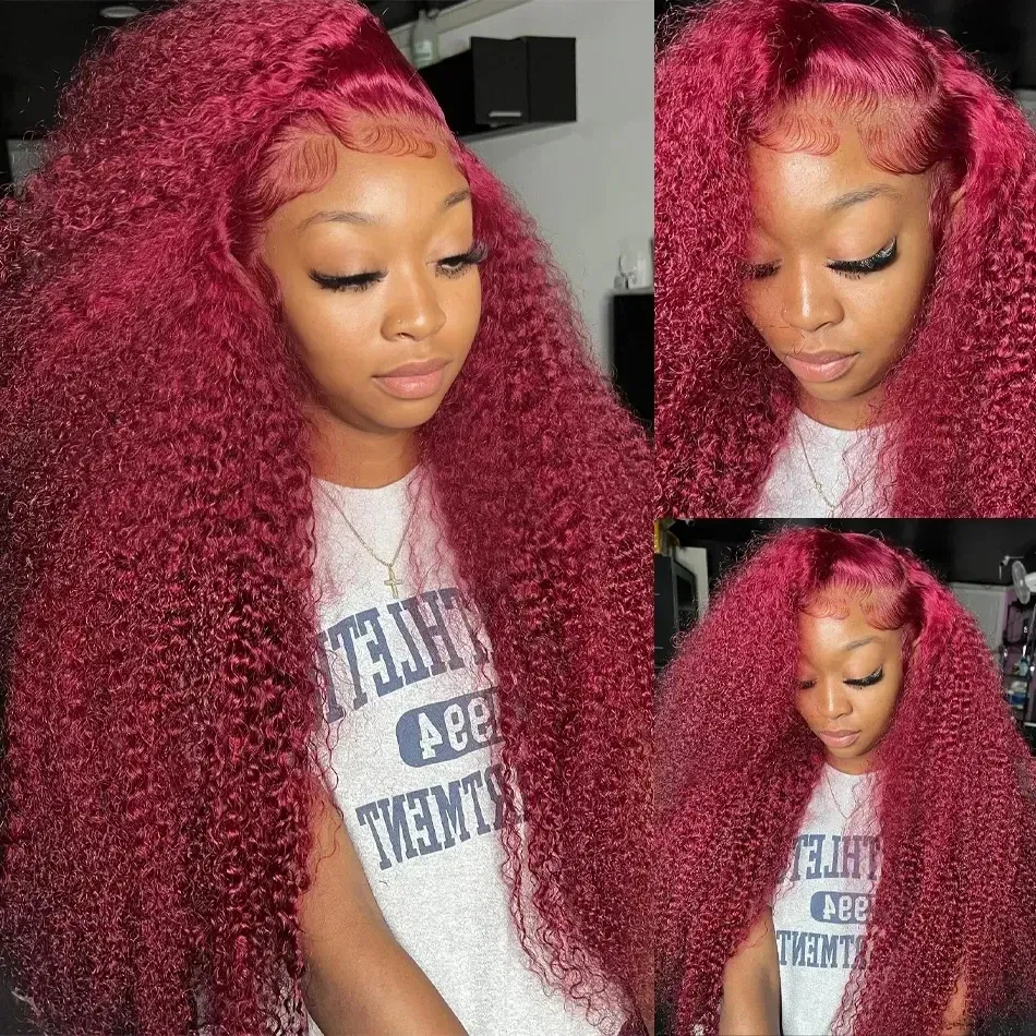 Color: FS1B/99J, Ships From: CHINA, Stretched Length: 36inches, Density: 210% - Red Curly Wigs 99J Burgundy 13X6 Hd Lace Frontal Human Hair Wig Colored Deep Wave Frontal Wig 13X4 Red Lace Front Human Hair Wig