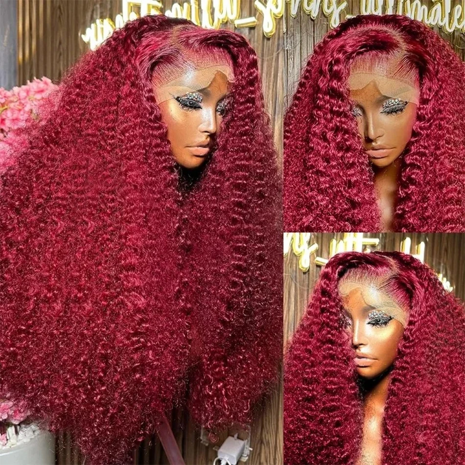 Color: FS1B/99J, Ships From: CHINA, Stretched Length: 36inches, Density: 210% - Red Curly Wigs 99J Burgundy 13X6 Hd Lace Frontal Human Hair Wig Colored Deep Wave Frontal Wig 13X4 Red Lace Front Human Hair Wig