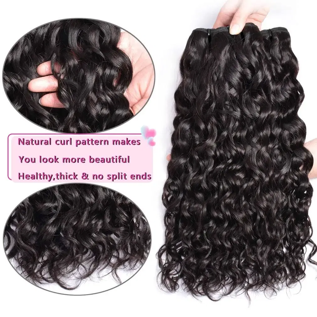 Color: #1, Material Grade: Remy Hair, Longest Hair Proportion: 25%-30%, Ships From: CHINA, Stretched Length: 8 10 12 14 - Water Wave Bundles 10A Peruvian 100% Human Hair Bundles 1 3 4 Bundles Deal Wet And Wavy Curly Hair Extensions