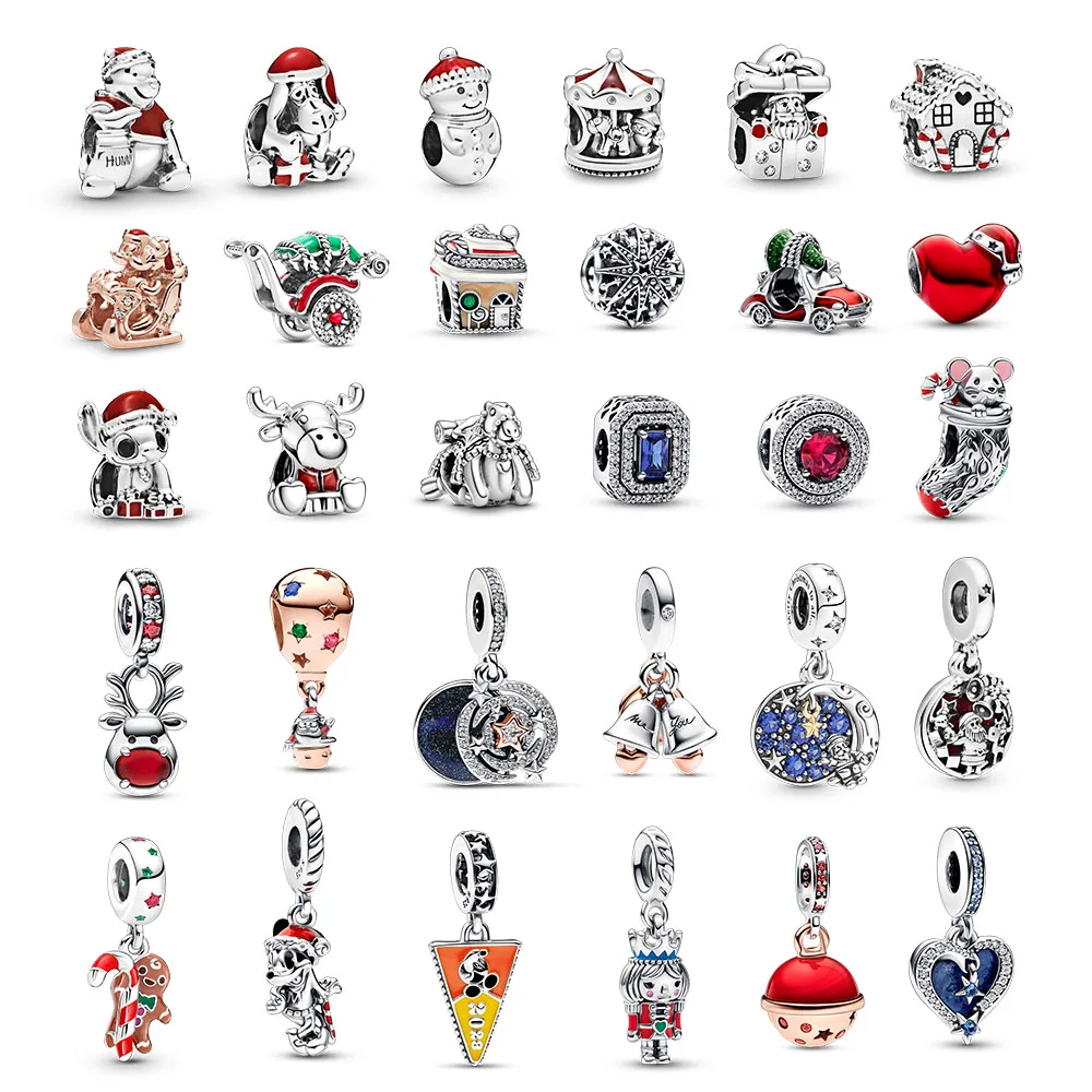 Gem Color: Mint - Pure Silver 925 Christmas Charm Fit DIY Pandora Bracelet Christmas Gift