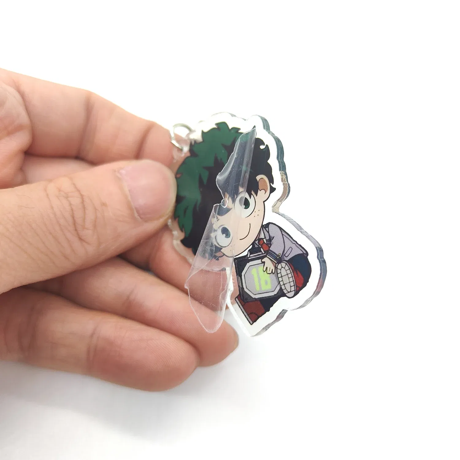 Color: black - 8pcs/set Anime Keychains Hero Acrylic Keychain Izuku Bakugo Katsuki Transparent Pendant Accessories Cute Cartoon Gifts wholesale
