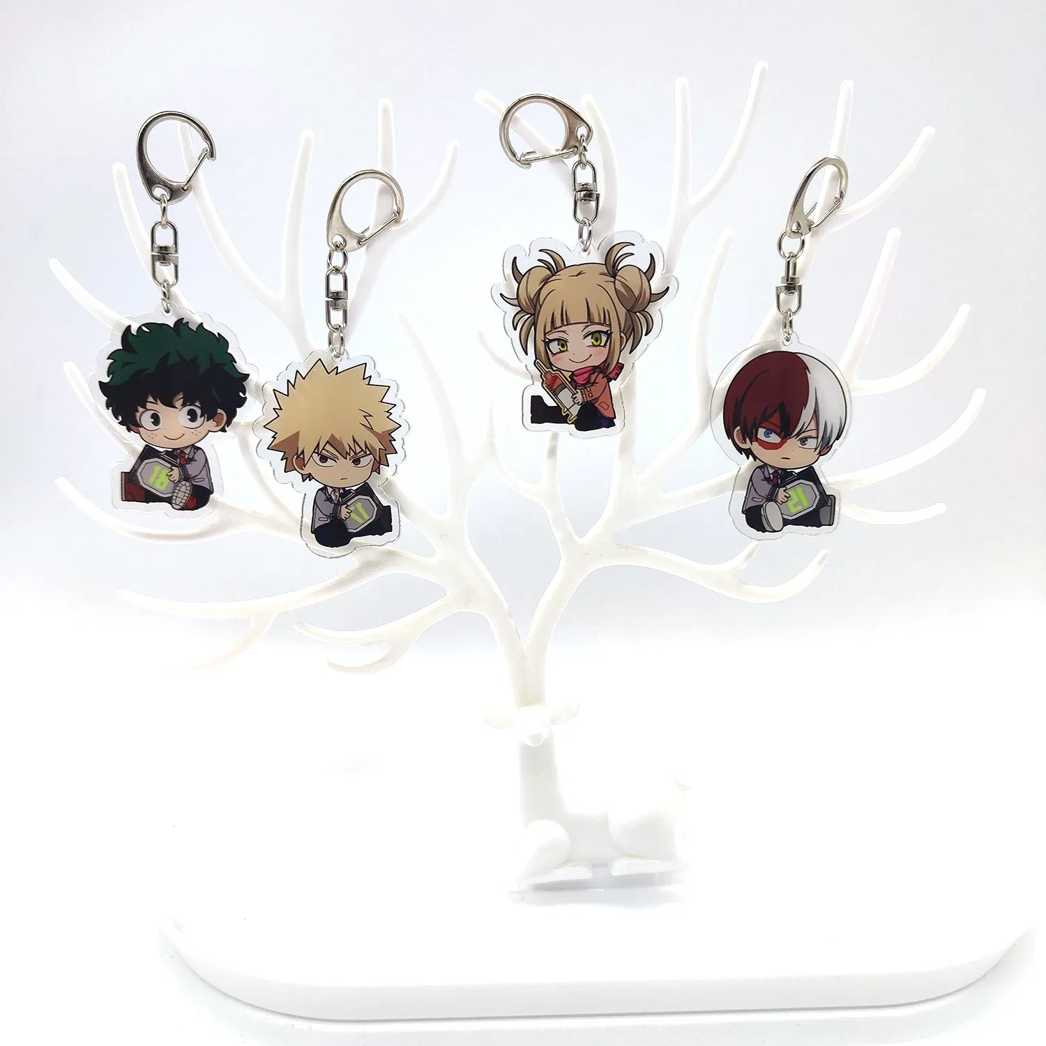 Color: black - 8pcs/set Anime Keychains Hero Acrylic Keychain Izuku Bakugo Katsuki Transparent Pendant Accessories Cute Cartoon Gifts wholesale