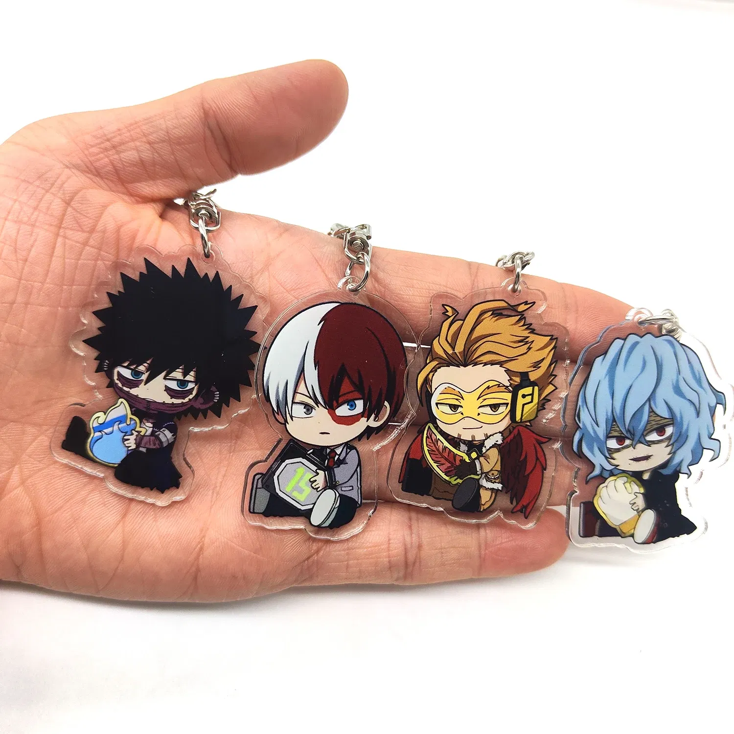 Color: black - 8pcs/set Anime Keychains Hero Acrylic Keychain Izuku Bakugo Katsuki Transparent Pendant Accessories Cute Cartoon Gifts wholesale