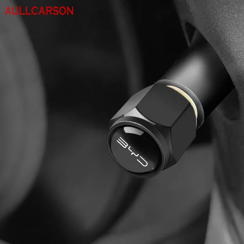 Color: Silver, Ships From: CHINA - Car Wheel Tire Air Valve Caps Stem Cover With Brand For BYD ATTO 3 Song Plus Tang Han TAN Seal Dolphin Mini Seagull Shark King