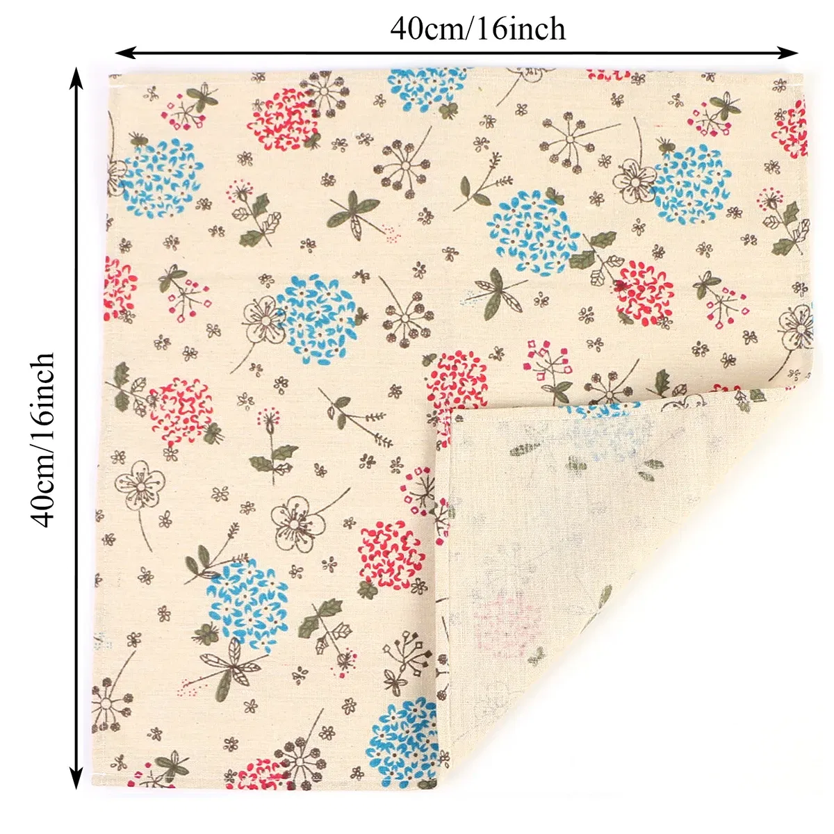 Color: Dark Khaki - 4PCS 40x40CM Floral Printed Cloth Napkins Japanese Style Dinner Dish Towel Wedding Restaurant Bar Table Mat serviette de table