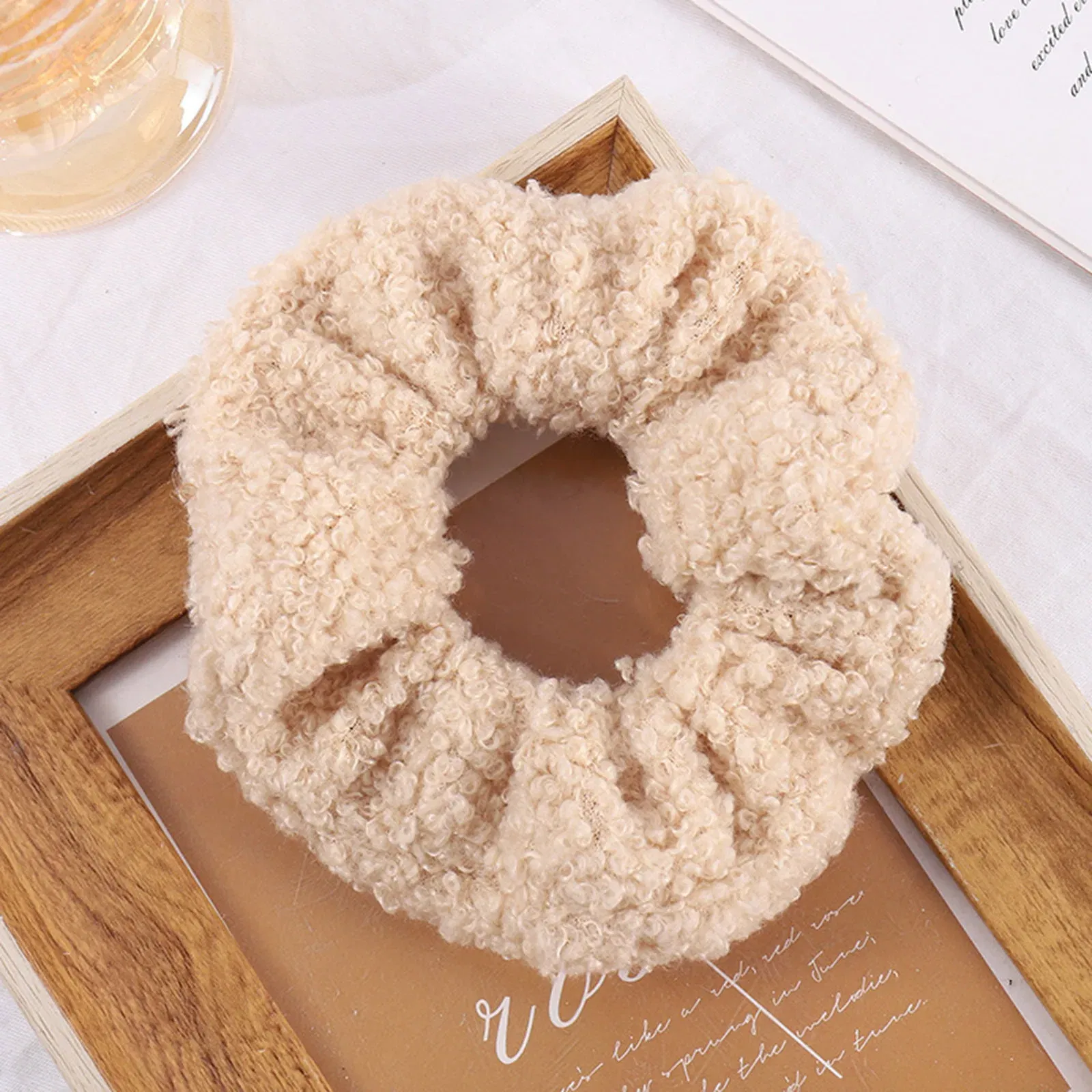 Color: Silver - Fabric Hair Ties Band Cute And Sweet French Large Intestine Circle Ponytail Hair Circle BB Clip Hair Accessory Head Bands