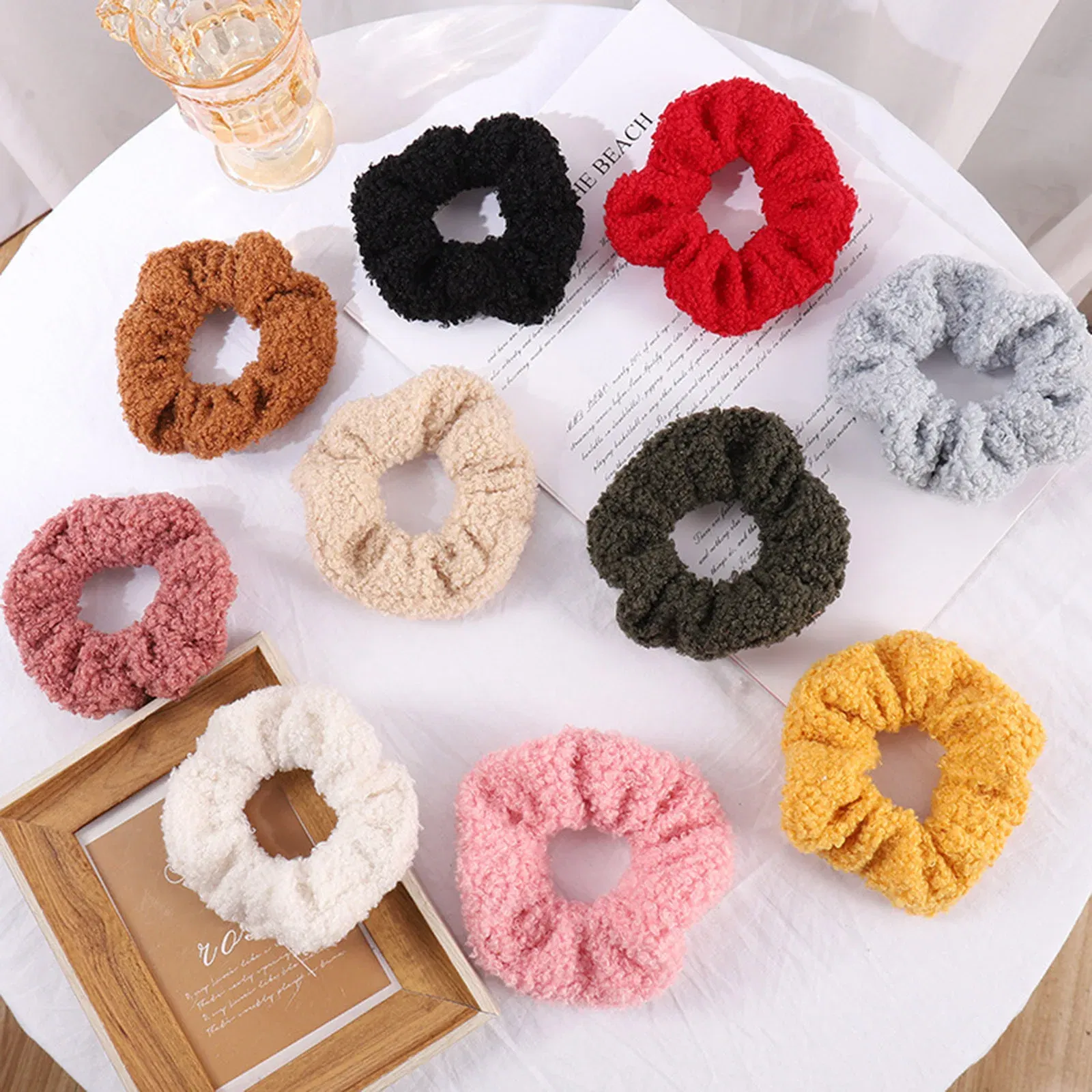 Color: Silver - Fabric Hair Ties Band Cute And Sweet French Large Intestine Circle Ponytail Hair Circle BB Clip Hair Accessory Head Bands