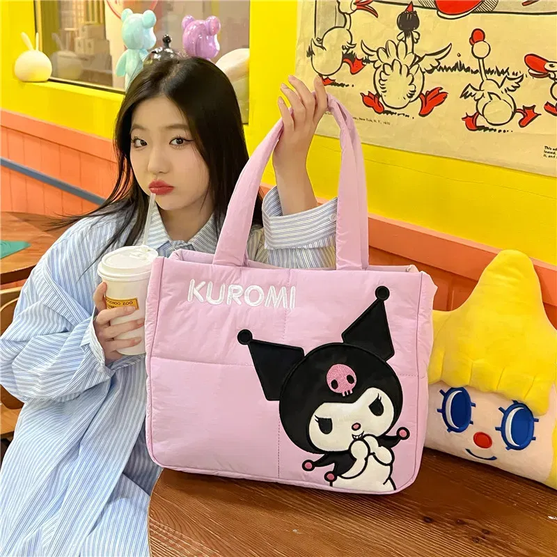 Color: WHITE - My Melody Pochacco Kawaii Sanrio Kuromi Anime Women Handbag Tote Shoulder Bag Cute Cartoon Girl High-capacity Commuter Package