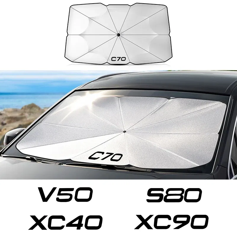 Color: GRAY - Car Front Shading Car Windshield Sunshade Umbrella For Volvo XC90 XC60 C30 T6 S60 C70 XC40 V40 XC70 V60 V50 S80 S40 AWD V90 S90