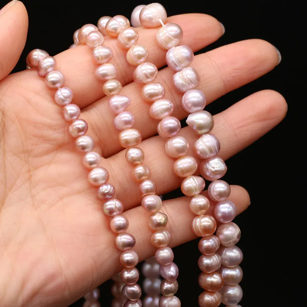 Color: Light Pink, Item Diameter: other - Natural Freshwater Real Pearl Beads White Fine pearls Punch Loose Beads for DIY Women Elegant Bracelet Necklace Jewelry Making