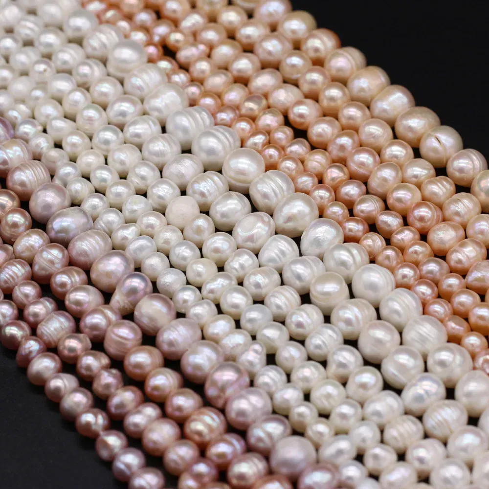 Color: Light Pink, Item Diameter: other - Natural Freshwater Real Pearl Beads White Fine pearls Punch Loose Beads for DIY Women Elegant Bracelet Necklace Jewelry Making