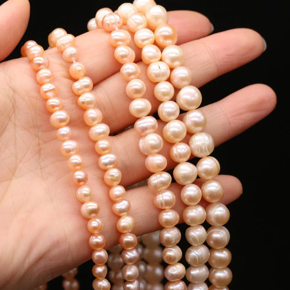 Color: Light Pink, Item Diameter: other - Natural Freshwater Real Pearl Beads White Fine pearls Punch Loose Beads for DIY Women Elegant Bracelet Necklace Jewelry Making