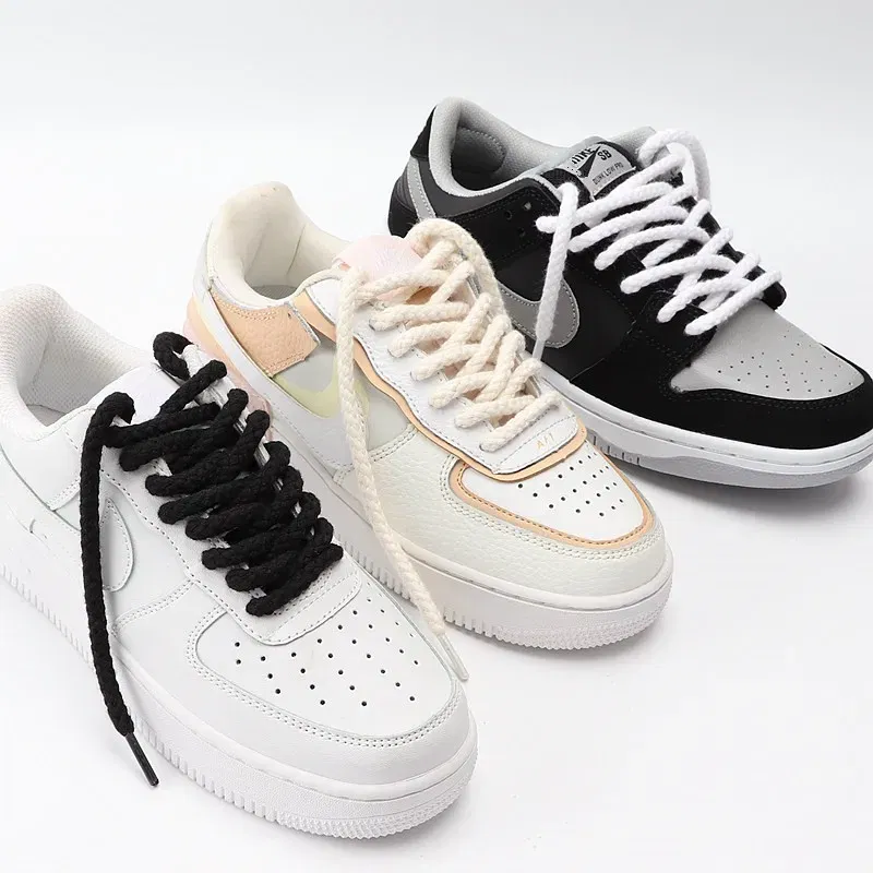 Color: PURPLE, Length: 120cm, Ships From: CHINA - 1Pair Linen Cotton Sneakers Laces for Shoes 8mm Bold Round Shoelaces Quality AF1 Shoe laces 100/120/140/160/180CM Shoestrings