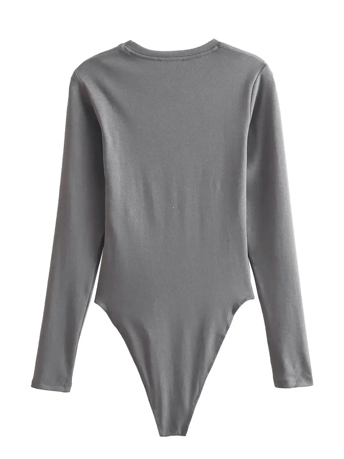 Color: Beige, Size: M - XNWMNZ Women's Fashion 2023 Long sleeved Modal Bodysuit Women High Street Versatile Round Neck Slim Female Chic Bodysuit