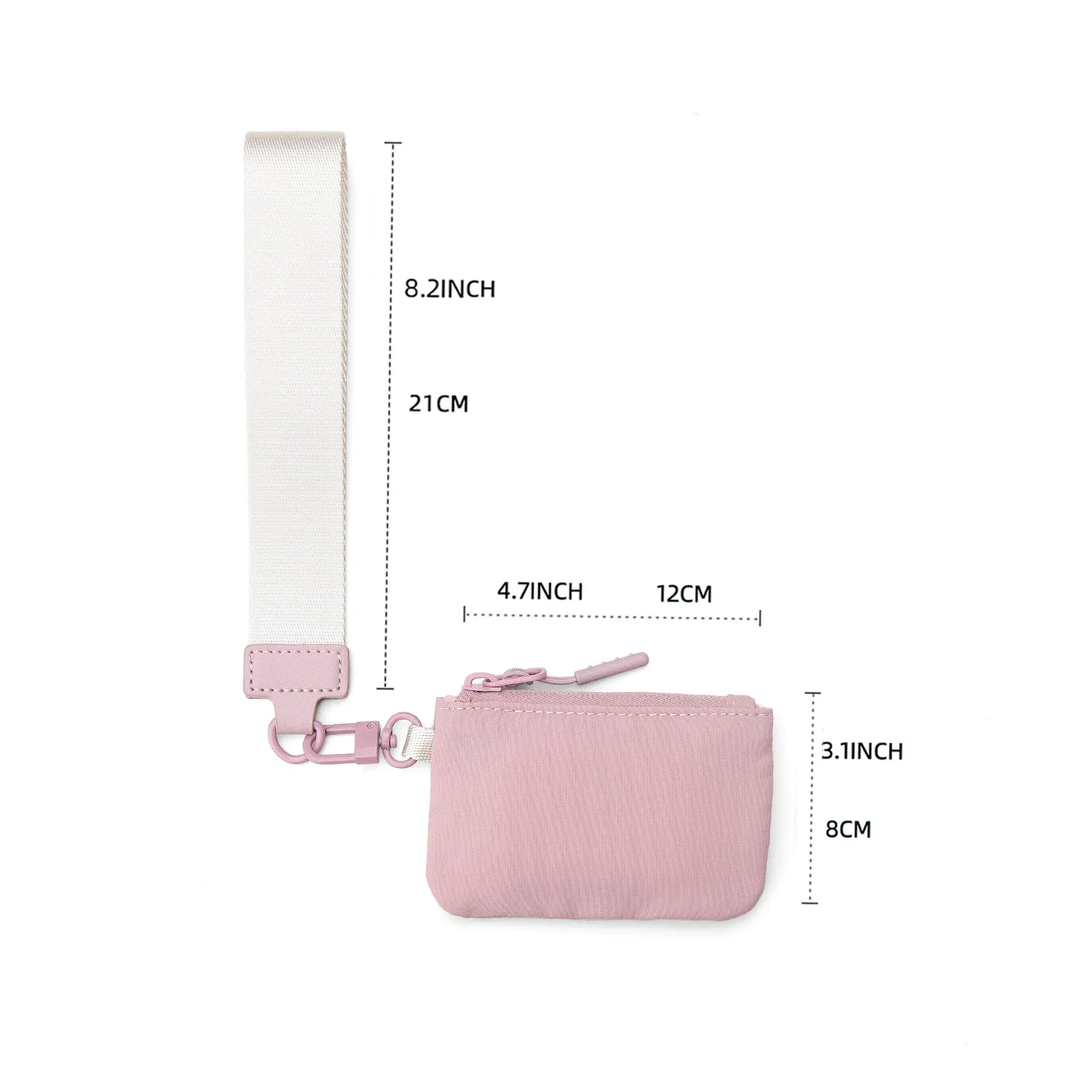 Color: Clear - Mini Dual Coin Pouch Solid Color Wristlet Keychain Wallet Change Pocket Handbag lulu Coin Purse Women Portable Key Card Holder