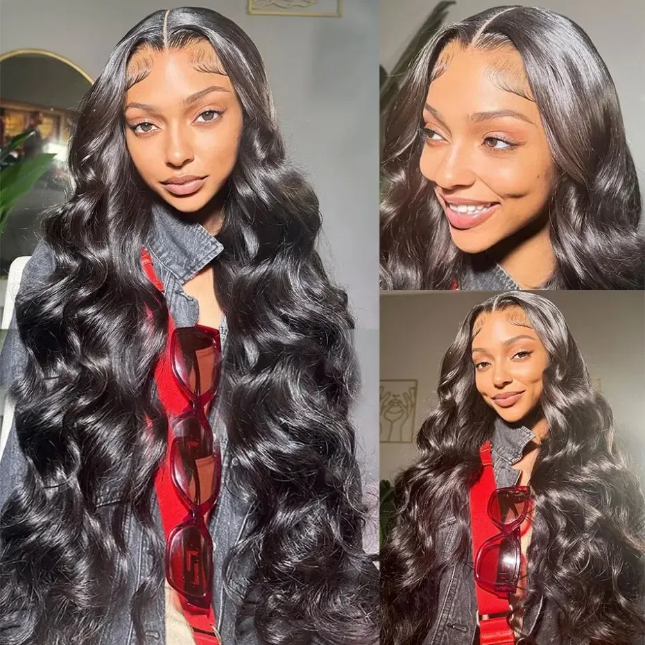 Color: #1B, Ships From: CHINA, Stretched Length: 26inches, Density: 150% - 13x4 13x6 Transparent Body Wave Wig Pre Plucked Glueless 4x4 HD Lace Closure Wigs For Women Brazilian Lace Front Human Hair Wig