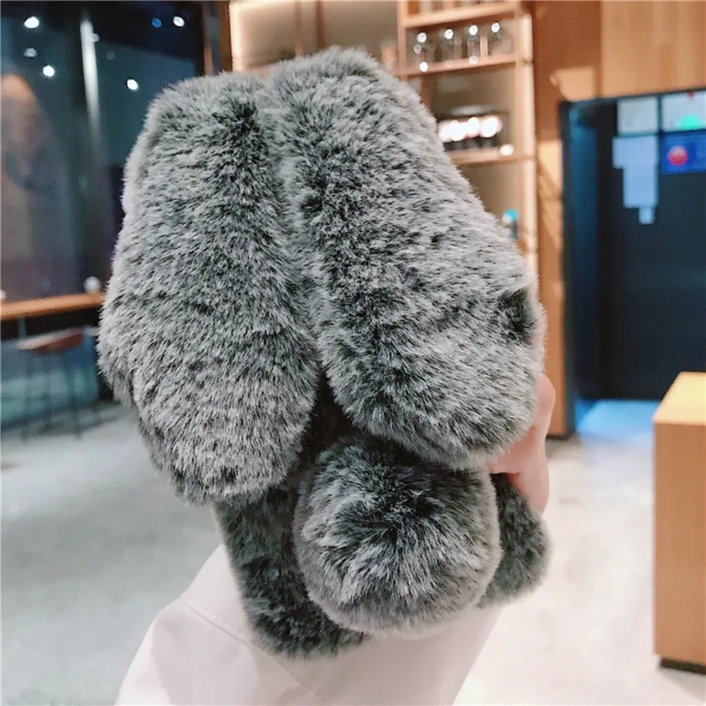 Color: PURPLE, Material: POLYESTER - Warm Plush Rabbit Fluffy fur Cover for Samsung A15 A25 A35 A55 A14 A24 A34 A54 A13 A23 A33 A53 A12 A22 A32 A52 A51 Phone Case