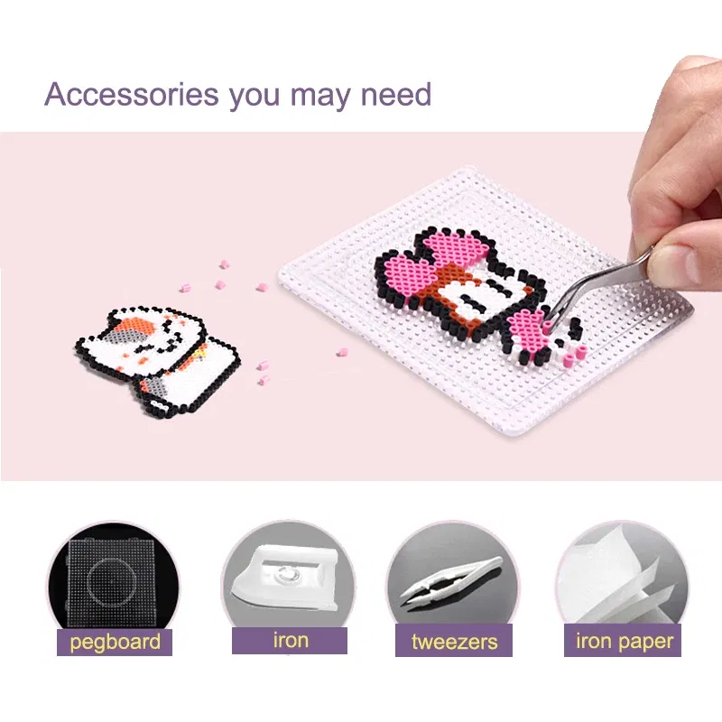 Color: Champagne - 2.6mm Mini Beads 1000PCS Fuse Beads for Kids Gift Hama Beads Diy Puzzles Iron Beads High Quality