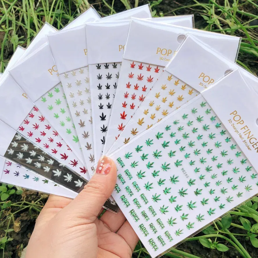 Color: DEEP BLUE - 1PCS New English Alphabet Nail Stickers Multi-Color Laser Reflective Nail Slider Art Cool Text Nail Kit