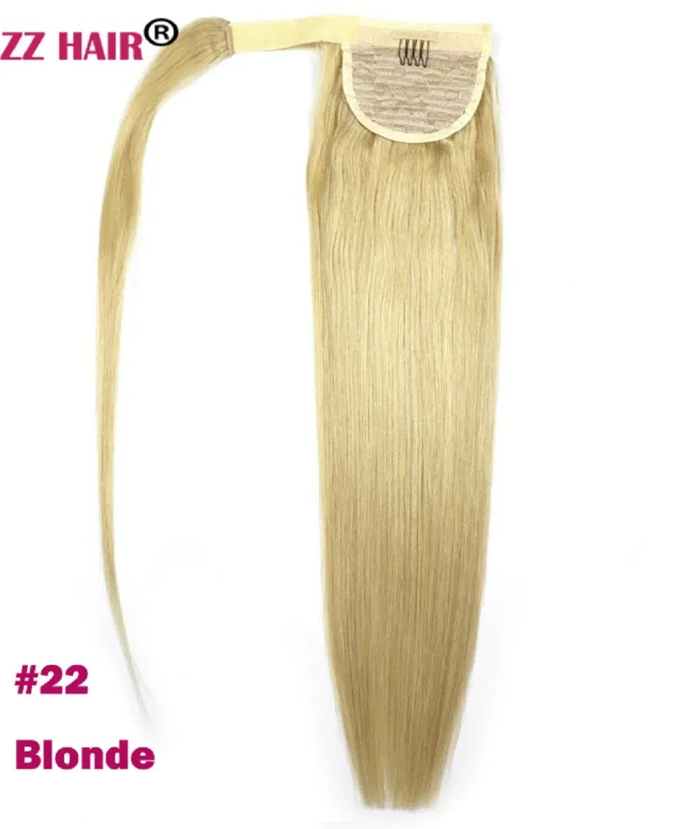 Color: #22, Life Span: 6 Months With Proper Care, Stretched Length: 16inches, Longest Hair Proportion: 35%-45% - ZZHAIR 100% Human Hair Extensions 16"-28" Machine Made Remy Magic Wrap Around Ponytail 60g-120g Clip In Horsetail Stragiht