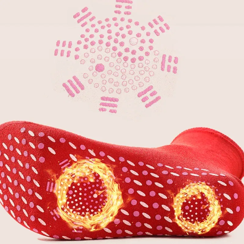Color: Khaki - 1/5pairs Tourmaline Self-Heating Socks Winter Warm Thermal Health Care Socks Slimming Health Short Sock Magnetic Therapy Sock