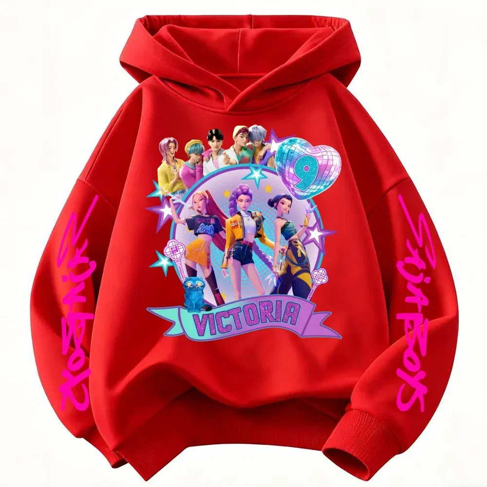 Color: black, Kid Size: 4T - Movie Kpop Demon Hunters Shining light ball Hoodie Men Women Cartoon Fashion Sweatshirt Male Casual boys&girls Pullover Hoodies