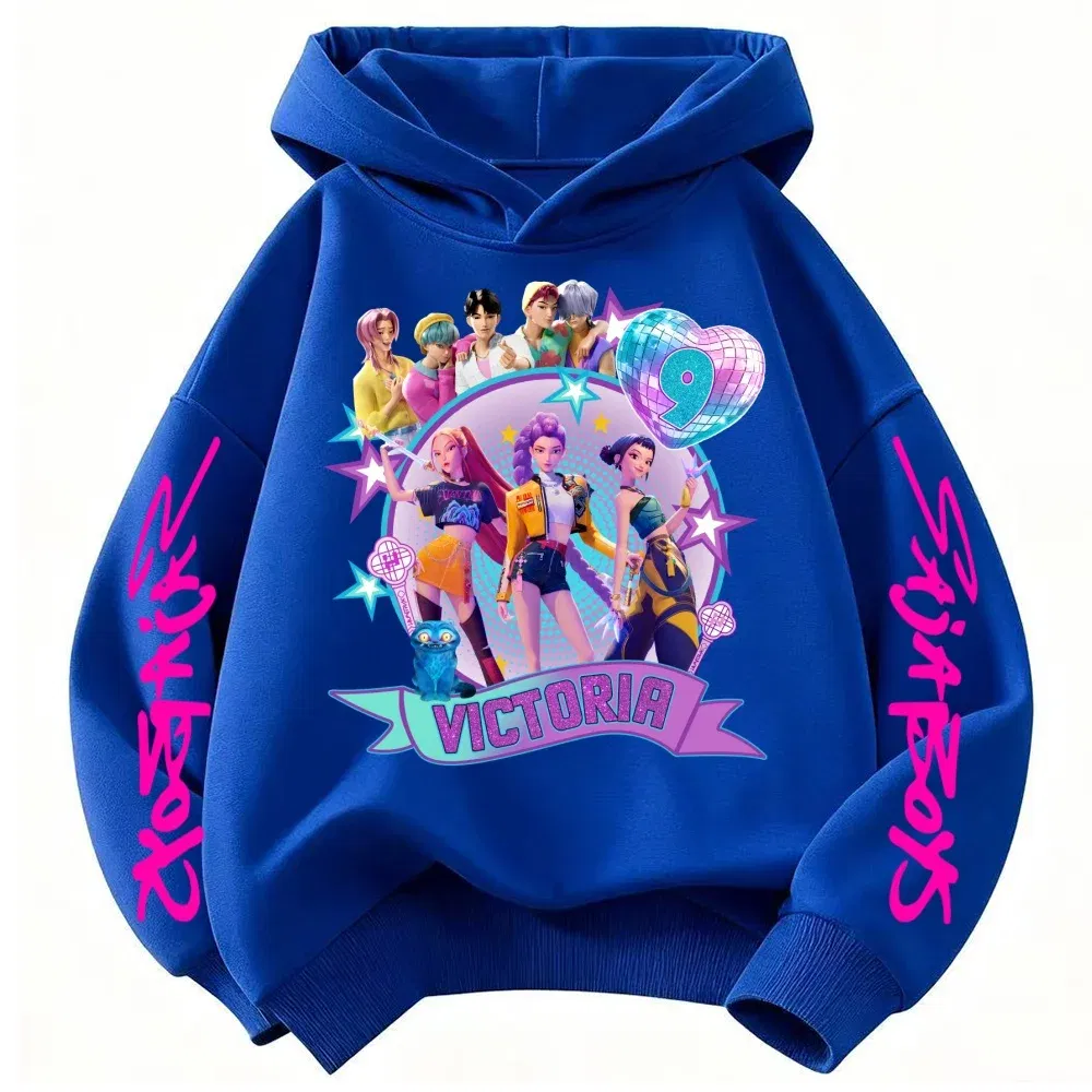 Color: black, Kid Size: 4T - Movie Kpop Demon Hunters Shining light ball Hoodie Men Women Cartoon Fashion Sweatshirt Male Casual boys&girls Pullover Hoodies