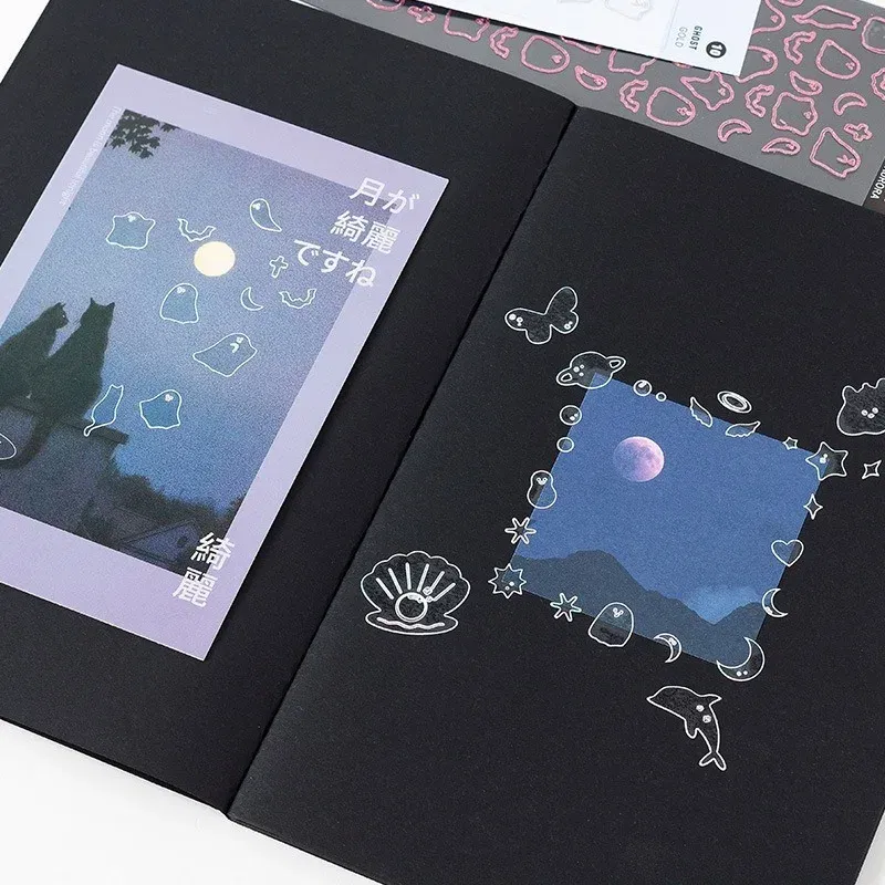Color: Red - 1 Sheet Transparent Flash Laser Line Stickers Decorative Stationery DIY Scrapbooking Material Pvc Stickers Cute Album Stick