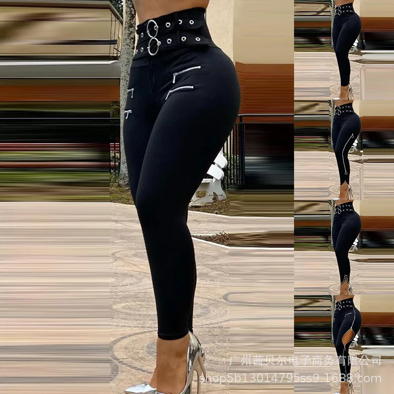 Color: black, Size: M - Leggings Women Long Pants Pencil Pant Sheath High Tight Waist Slim Bodycon Sexy Casual High Waist Elegant Club Y2k Streetwear