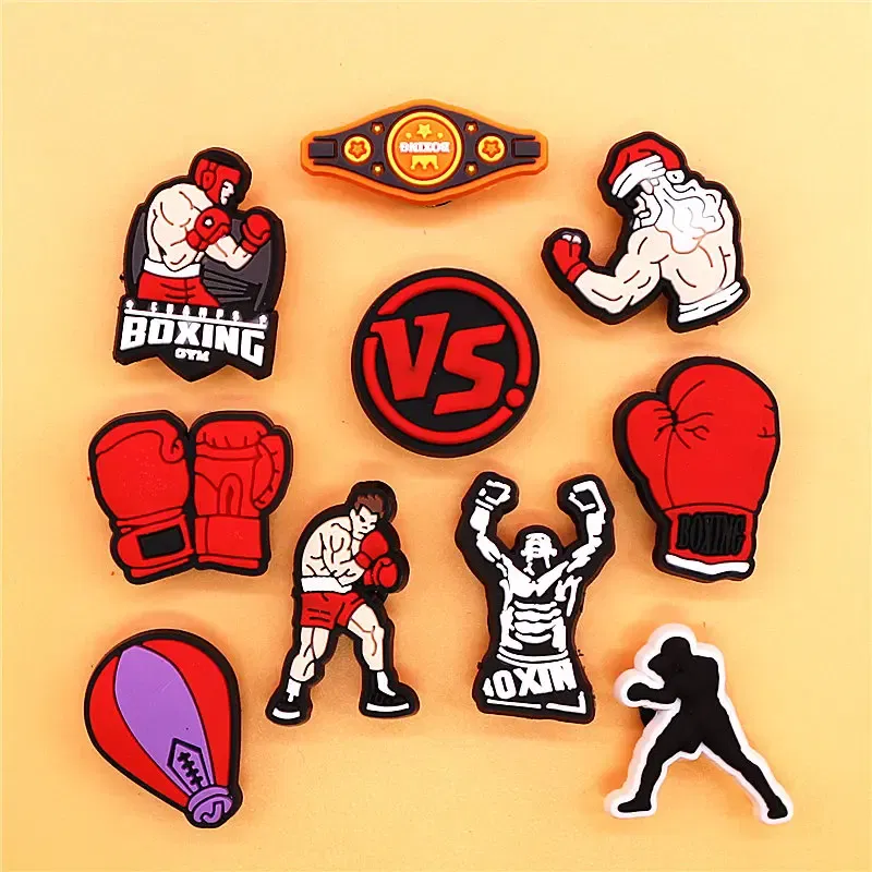 Color: GRAY, Ships From: CHINA - 1Pcs Boxing Champion Style Sandals Shoe Charms Accessories PVC MMA VS One Clogs Pins Badges Shoe Clips Buckle Fit Kids
