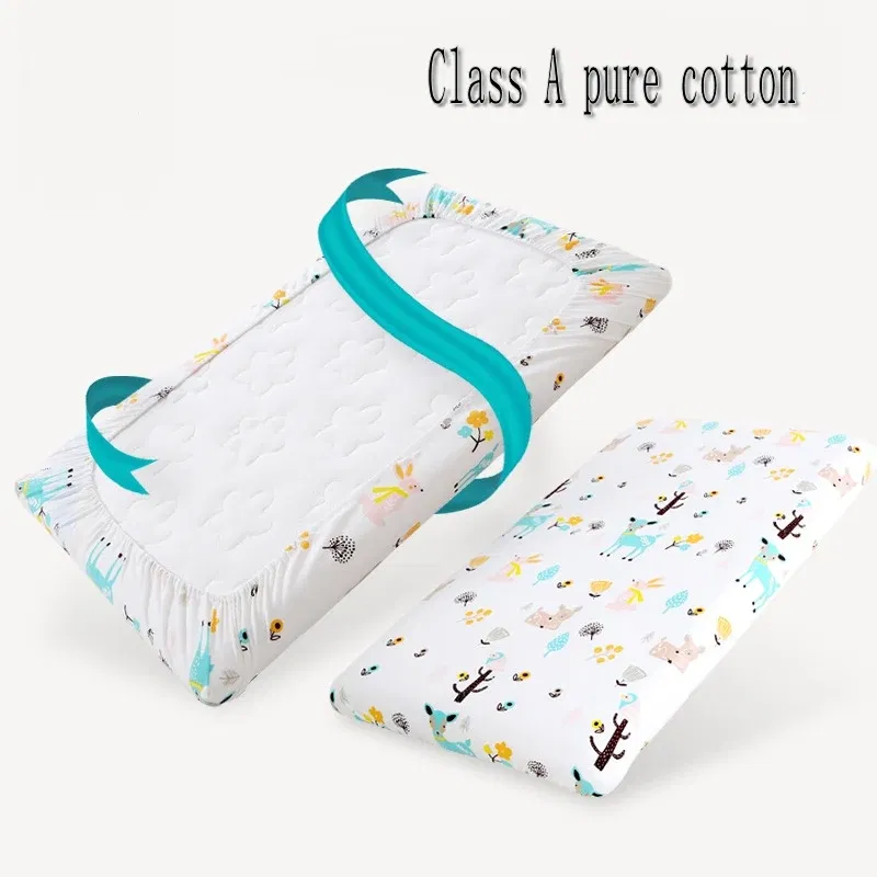 Color: WHITE - 130cm * 70cm Cotton Crib Top Baby Bed Cover Child Infant Newborn Mattress Cover Twill Cotton Bedding