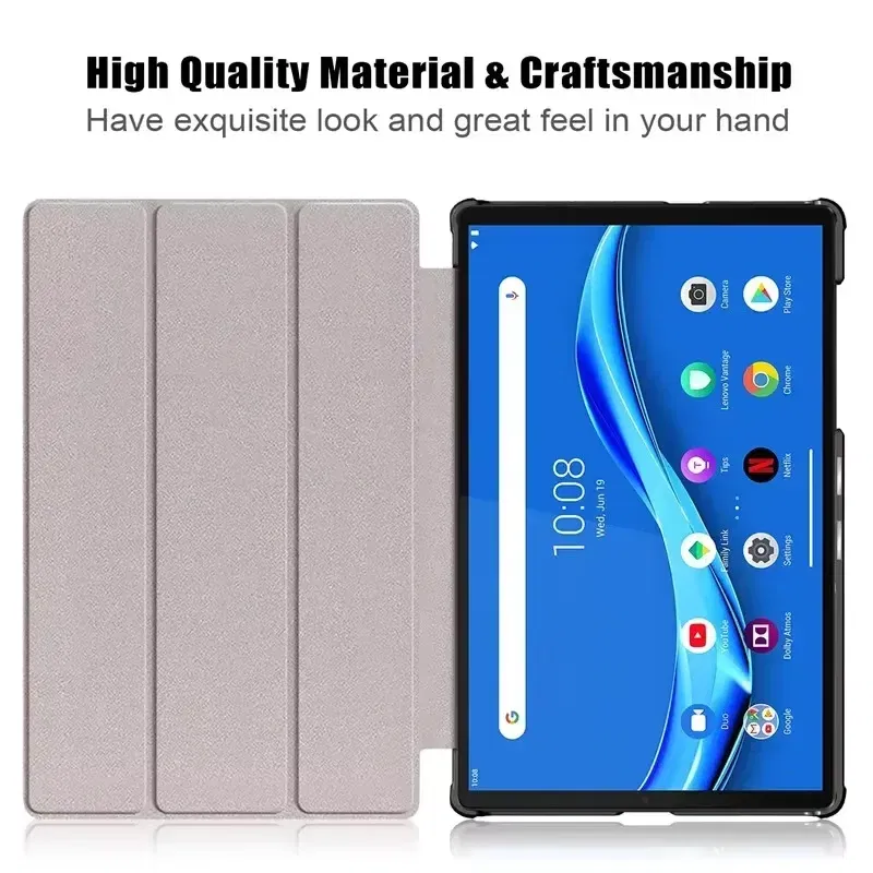 Color: Red, Size: Thirteen, Ships From: CHINA - For Lenovo Tab M10 HD 2nd Gen Case TB-X306F X306X Tri-Fold Stand Wake/Sleep Magnetic Protective Shell PU Leather Tablet Cover