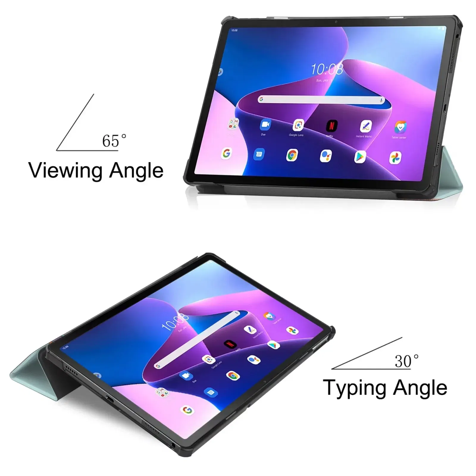 Color: Red, Size: Thirteen, Ships From: CHINA - For Lenovo Tab M10 HD 2nd Gen Case TB-X306F X306X Tri-Fold Stand Wake/Sleep Magnetic Protective Shell PU Leather Tablet Cover