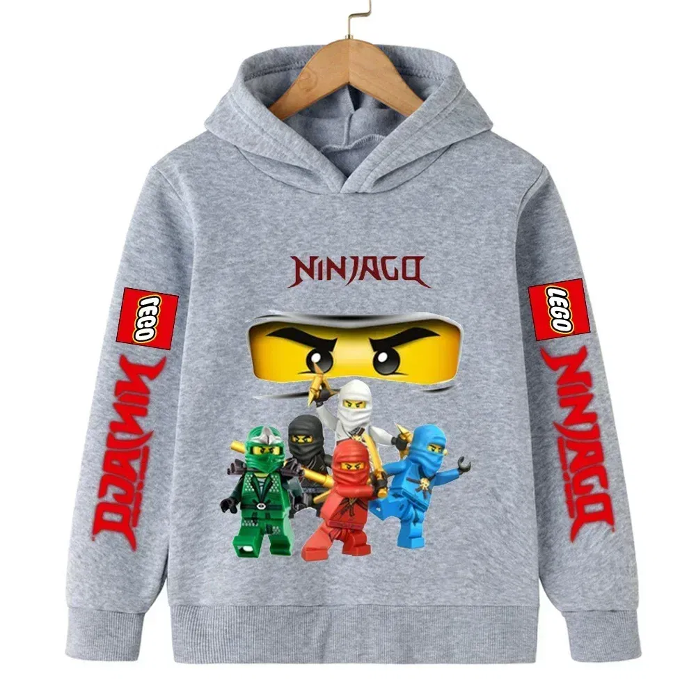 Color: Gold, Kid Size: 9 - Lego Phantom Ninja Cartoon Children's Hooded Hoodies Casual Sports Sweatshirt 3-13 Year Old Boy Kid Baby Girls Clothes Pullover